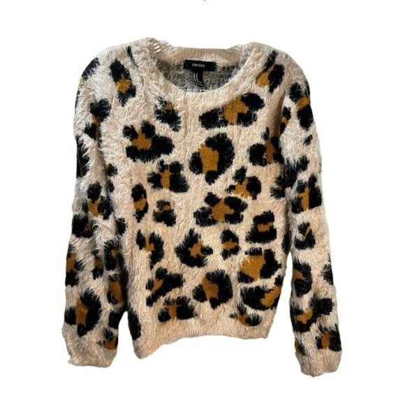 FOREVER 21 Leopard‎ Print Sweater Shirt Medium - Picture 1 of 4
